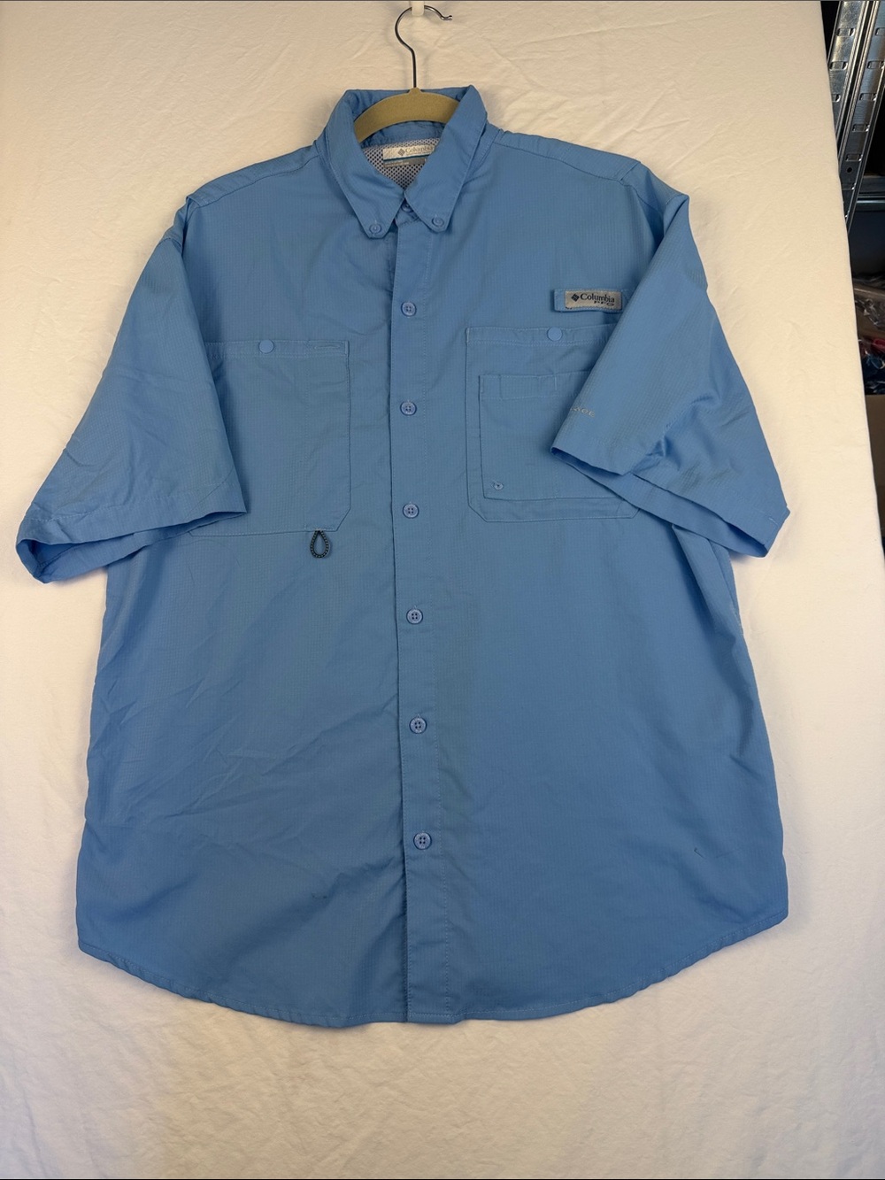 Columbia Men’s Short Sleeve Button-Up Shirt — Sky Blue